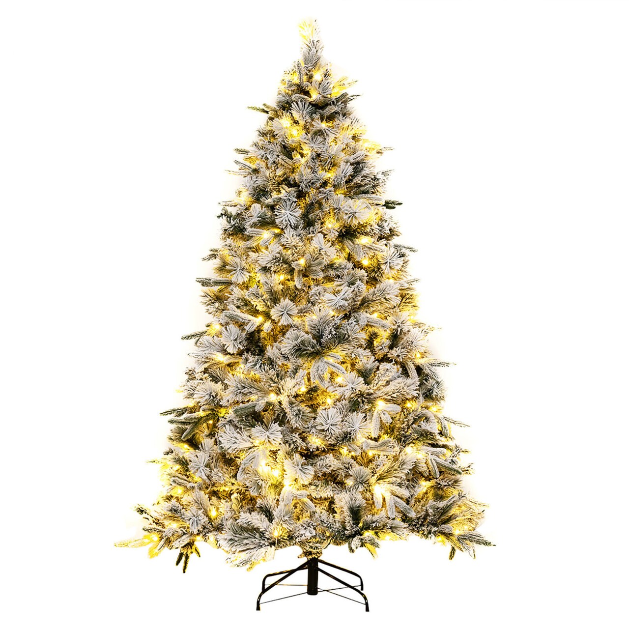 7 Ft Pre-Lit Artificial Christmas Tree Artificial Hinged Christmas Tree W/ 300 Led Lights Full Branch Christmas